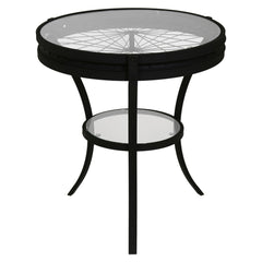 Black Clear Tempered Glass Metal Accent Table By Homeroots
