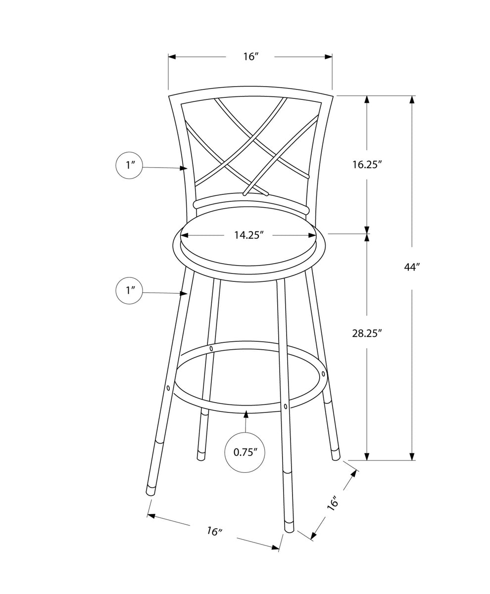 Black Metal Foam Leatherlook Barstool 2Pcs By Homeroots | Bar Stools | Modishstore - 3