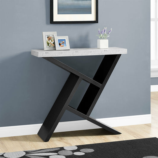 36" Gray And Black Abstract Console Table With Storage By Homeroots