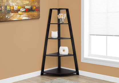Noir Black Bookcase Corner Accent Shelf By Homeroots | Bookcases | Modishstore