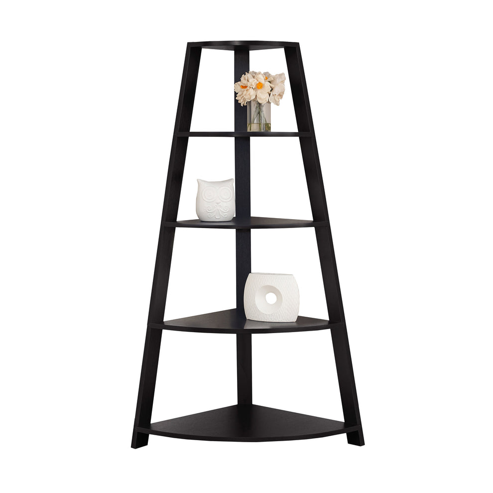 Noir Black Bookcase Corner Accent Shelf By Homeroots | Bookcases | Modishstore - 2