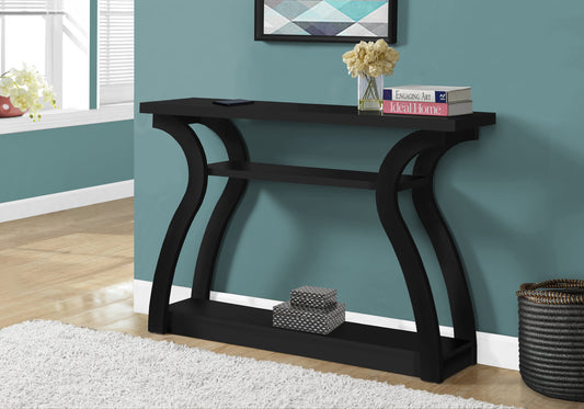 47" Black Floor Shelf Console Table With Storage By Homeroots