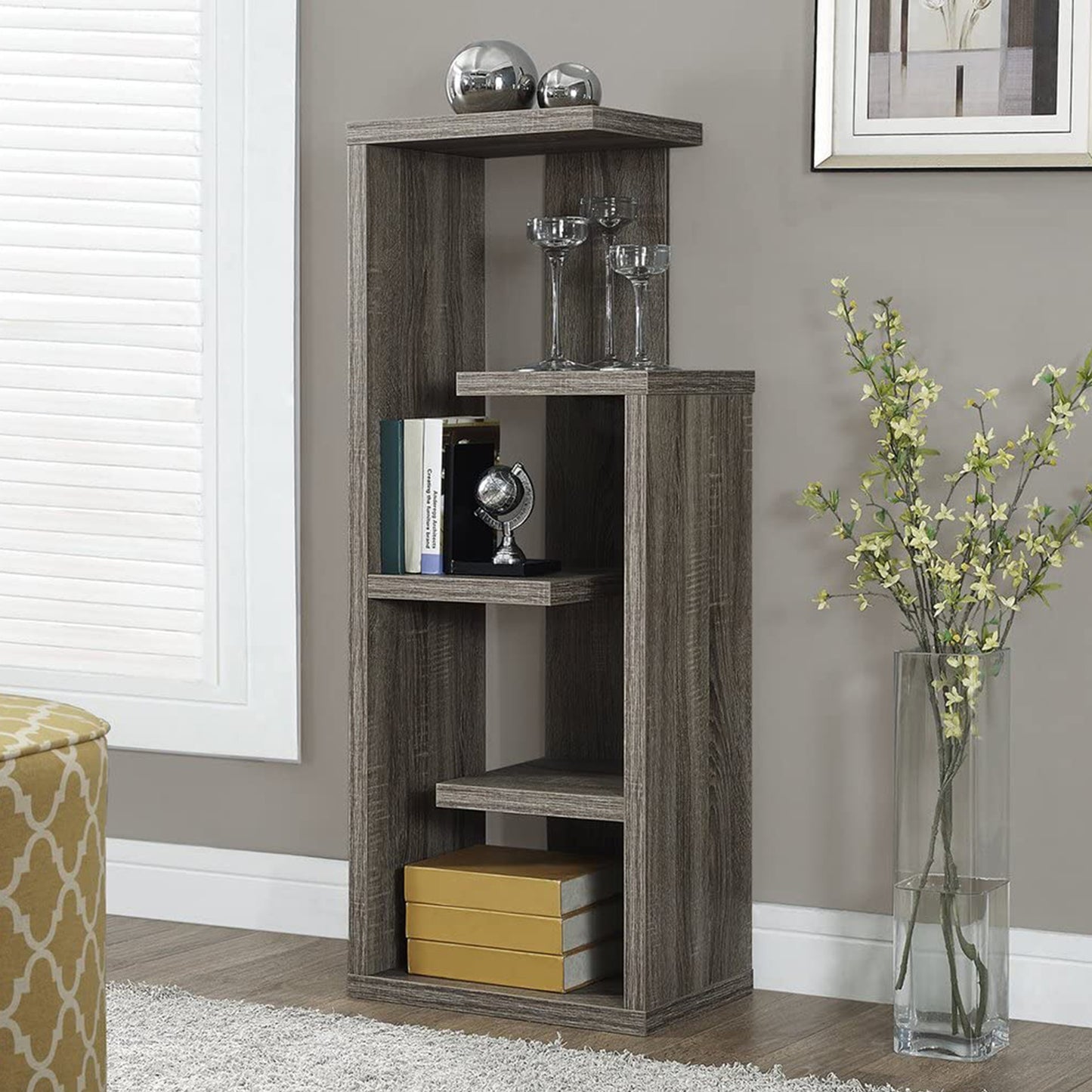 Dark Taupe Bookcase By Homeroots | Bookcases | Modishstore