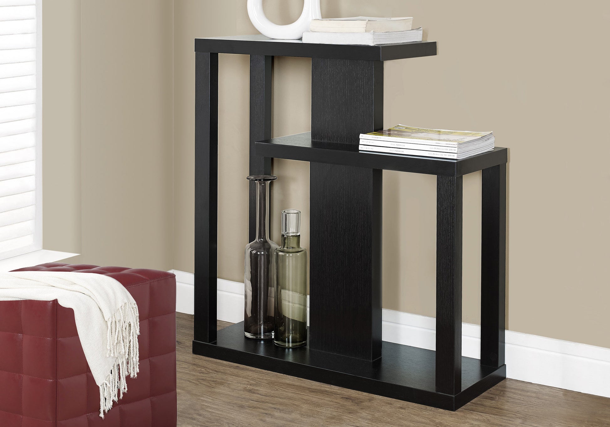 32" Espresso Free form Floor Shelf Console Table With Storage By Homeroots | Console Tables | Modishstore