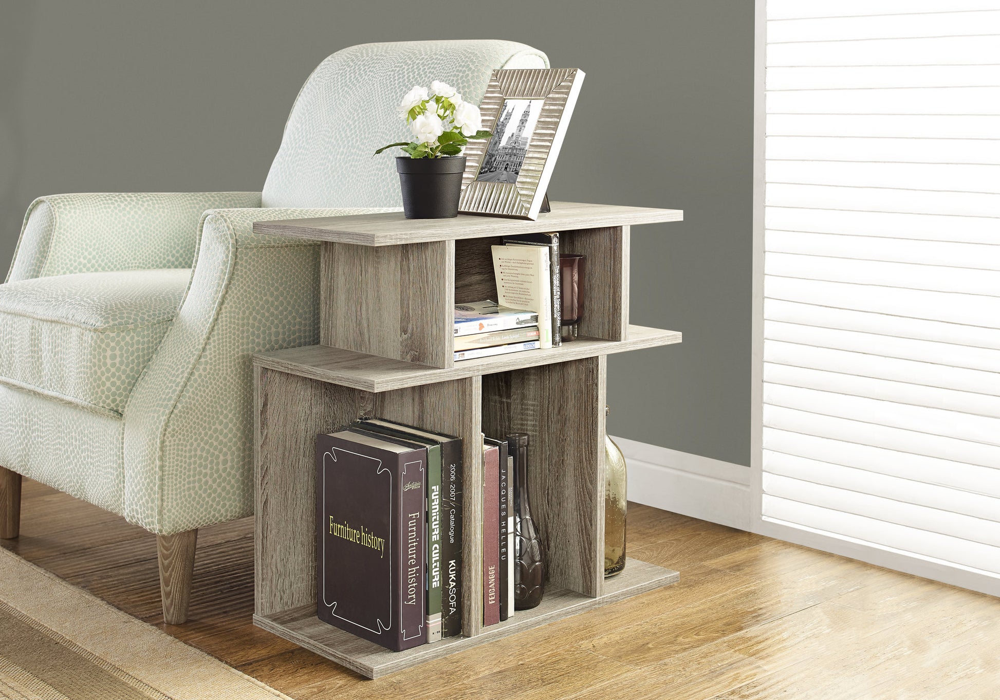 24" Deep Taupe End Table With 6 By Homeroots | End Tables | Modishstore