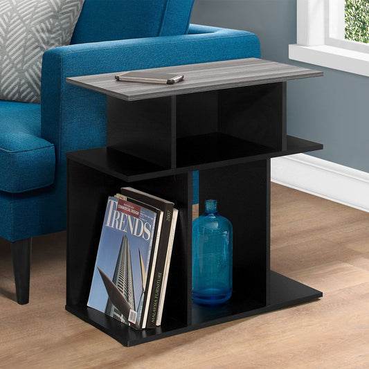24" Black And Gray End Table With 6 By Homeroots