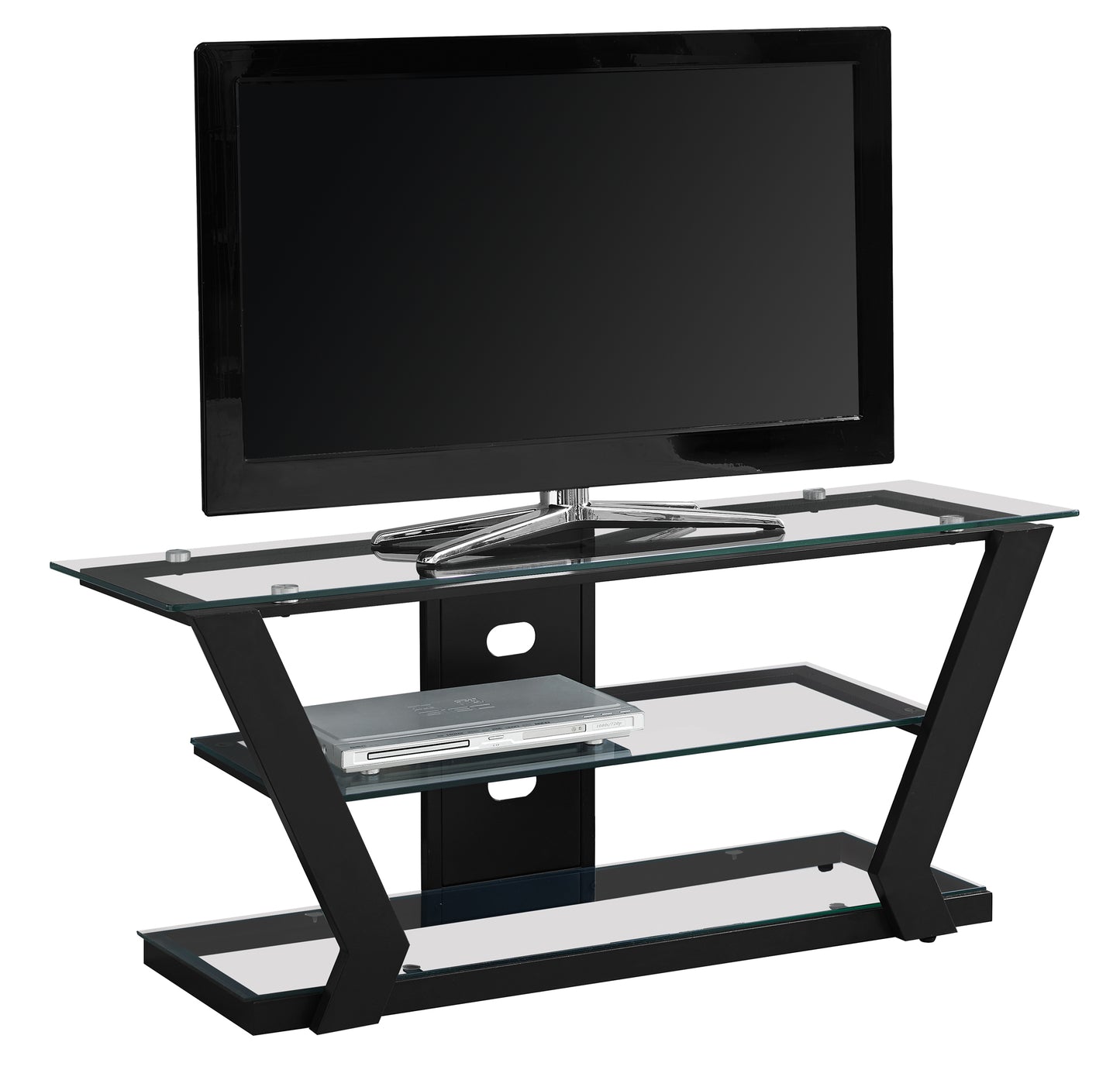 Black Tempered Glass Metal TV Stand By Homeroots | TV Stands | Modishstore