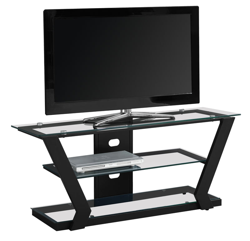 Black Tempered Glass Metal TV Stand By Homeroots | TV Stands | Modishstore
