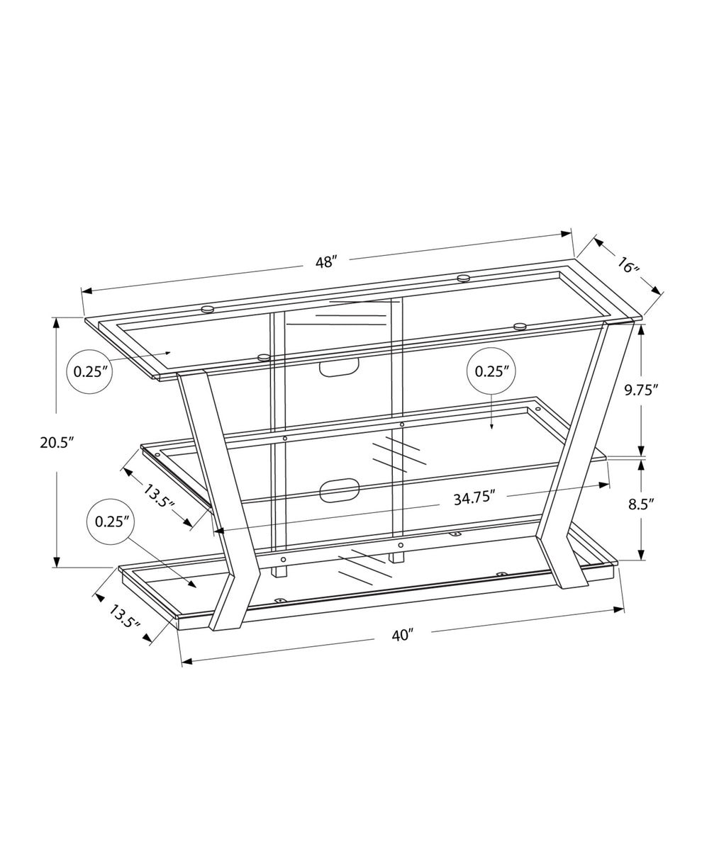 Black Tempered Glass Metal TV Stand By Homeroots | TV Stands | Modishstore - 3
