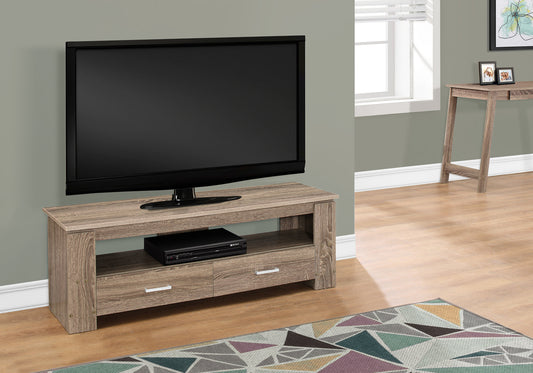 16.25" Dark Taupe Particle Board And Laminate TV Stand With 2 Storage Drawers By Homeroots