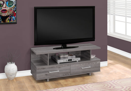 20" Grey Particle Board and Laminate TV Stand with 2 Storage Drawers By Homeroots | TV Stands | Modishstore