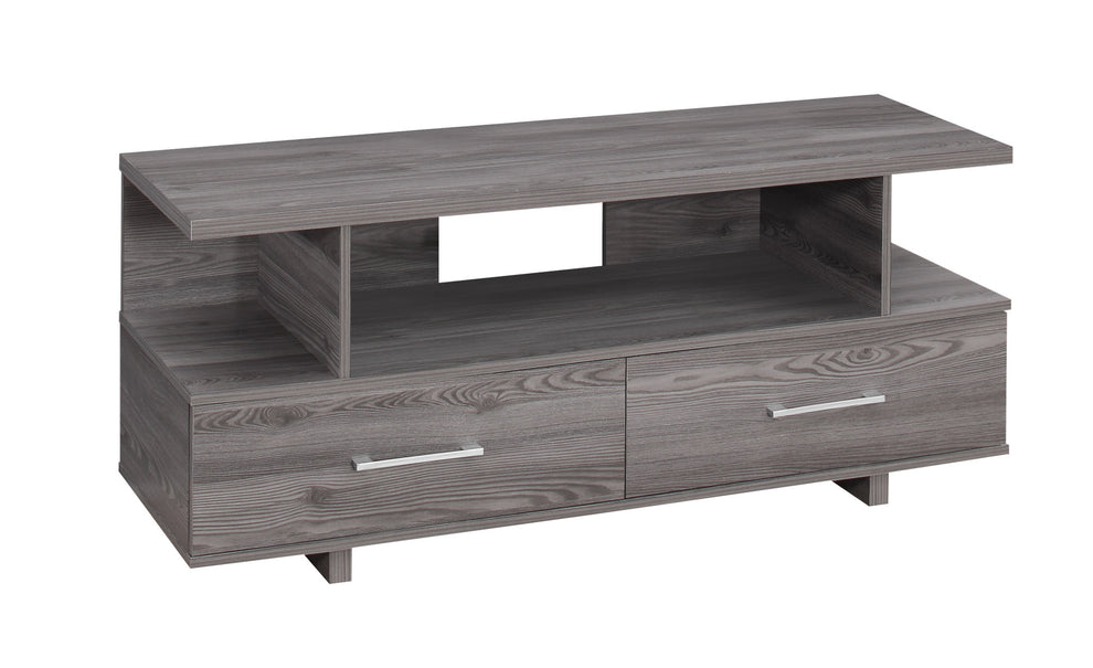 20" Grey Particle Board and Laminate TV Stand with 2 Storage Drawers By Homeroots | TV Stands | Modishstore - 2
