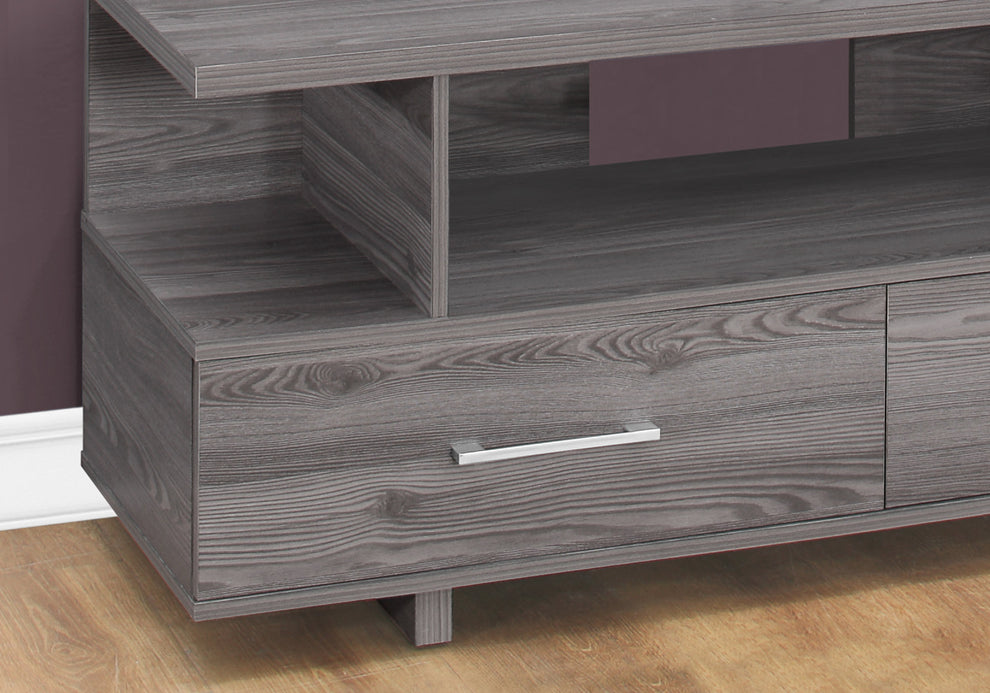 20" Grey Particle Board and Laminate TV Stand with 2 Storage Drawers By Homeroots | TV Stands | Modishstore - 3
