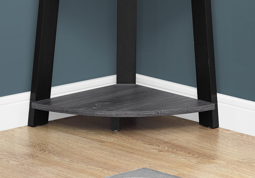71" Chic Grey and Black 5 Shelf Corner Bookcase By Homeroots | Bookcases | Modishstore - 3