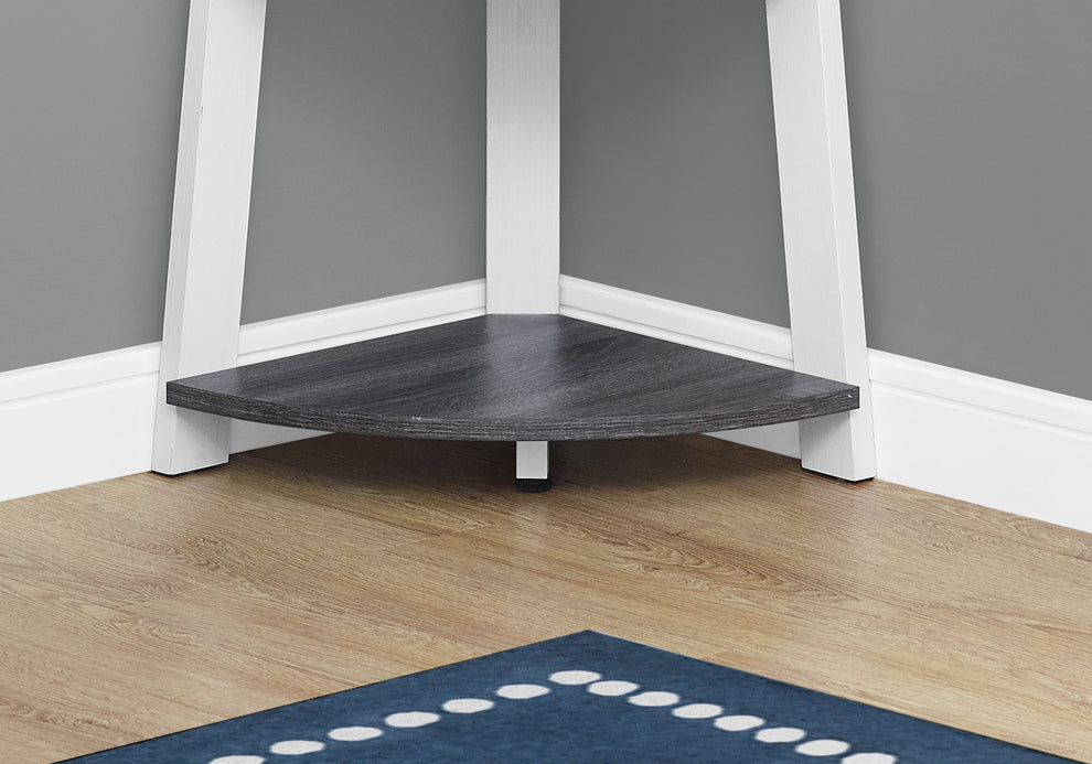 71" Chic Grey and Black 5 Shelf Corner Bookcase By Homeroots | Bookcases | Modishstore - 8