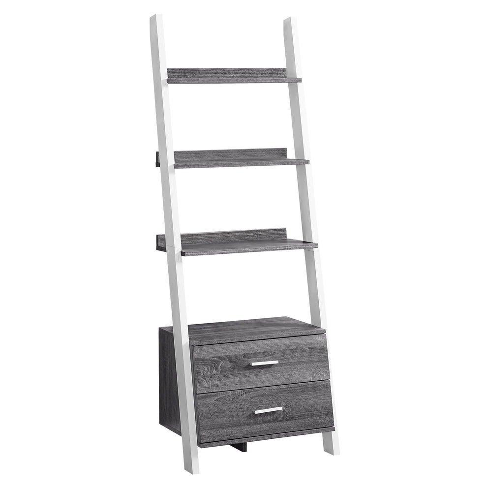 Grey Black Particle Board Hollow Core Bookcase with Storage Drawers By Homeroots | Bookcases | Modishstore - 6