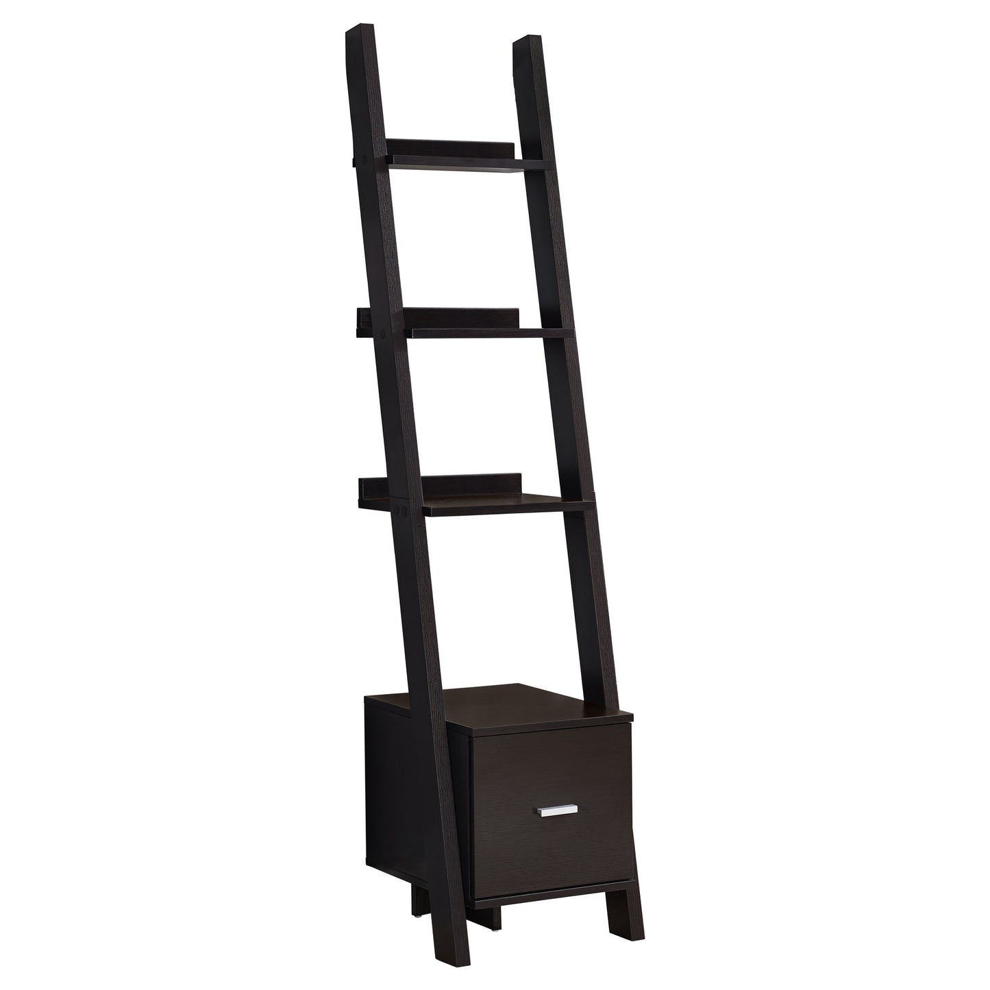 69" Particle Board Ladder Bookcase with a Storage Drawer By Homeroots | Bookcases | Modishstore - 2