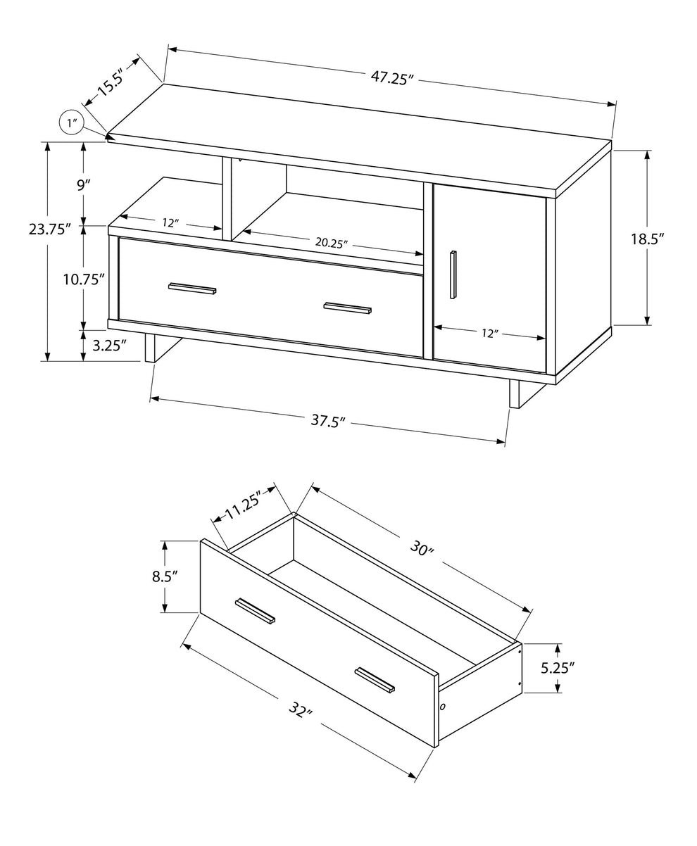 23.75" Black And Grey Particle Board Laminate And Mdf TV Stand With Storage By Homeroots | TV Stands | Modishstore - 4