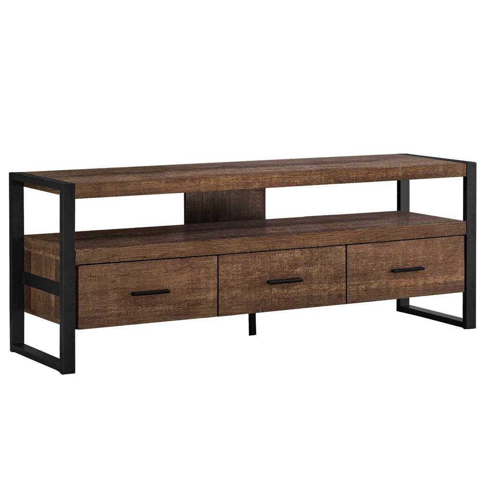21.75" Particle Board Hollow Core & Black Metal TV Stand with 3 Drawers By Homeroots | TV Stands | Modishstore - 2