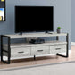 21.75" Grey Particle Board Hollow Core & Black Metal TV Stand With 3 Drawers By Homeroots