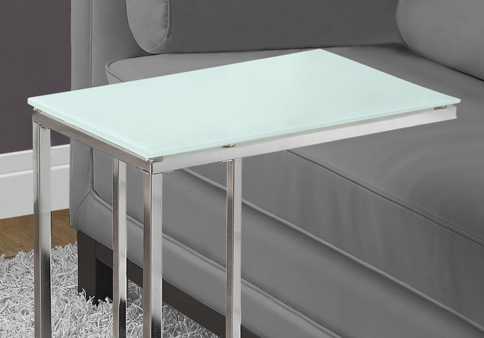 Chrome Metal Tempered Glass Accent Table By Homeroots | Accent Tables | Modishstore - 2