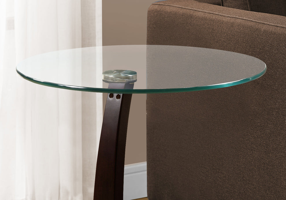Cappuccino Particle Board Tempered Glass Accent Table By Homeroots | Accent Tables | Modishstore - 2
