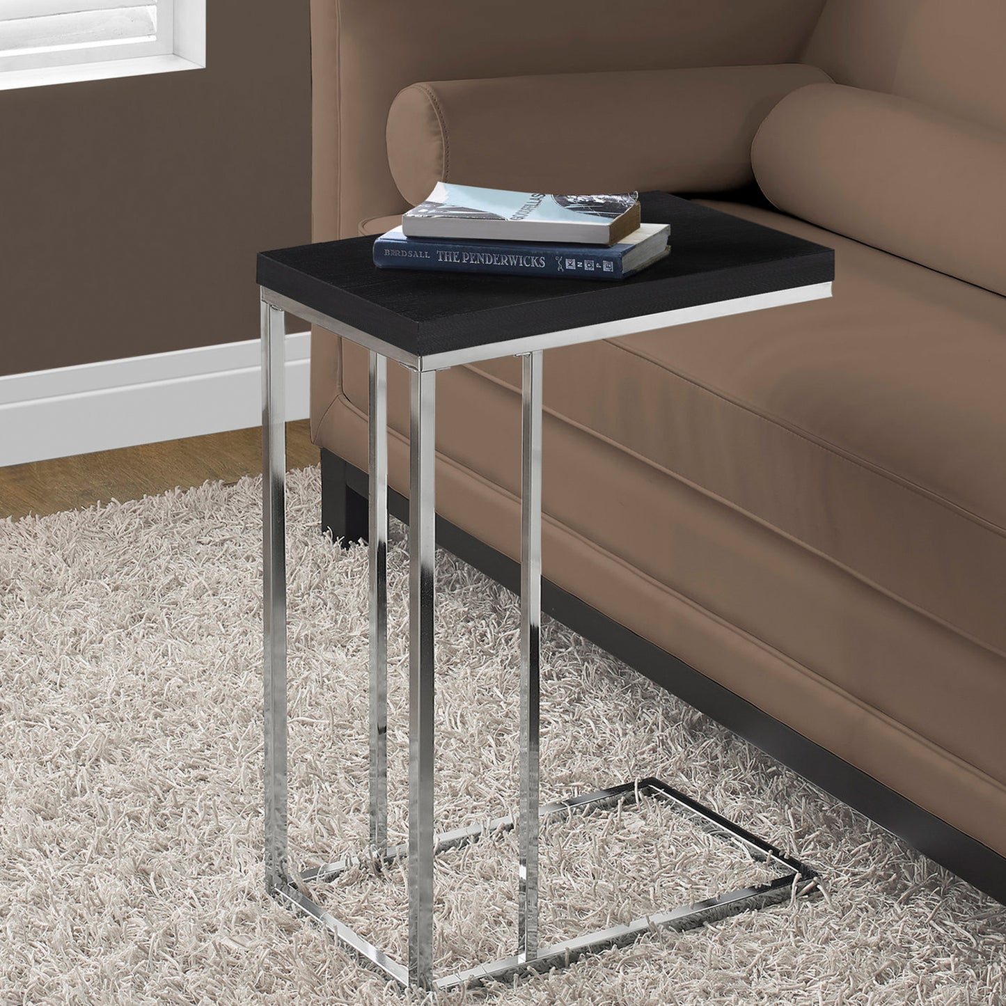 Cappuccino Particle Board Metal Accent Table By Homeroots - 332973 | Accent Tables | Modishstore - 5