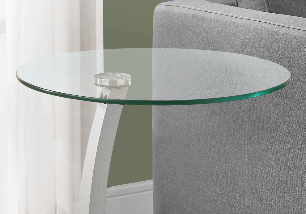 BlackSilver Particle Board Tempered Glass Accent Table By Homeroots - 332975 | Accent Tables | Modishstore - 2