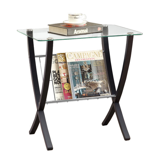 CappuccinoClear Metal Particle Board Accent Table By Homeroots | Accent Tables | Modishstore