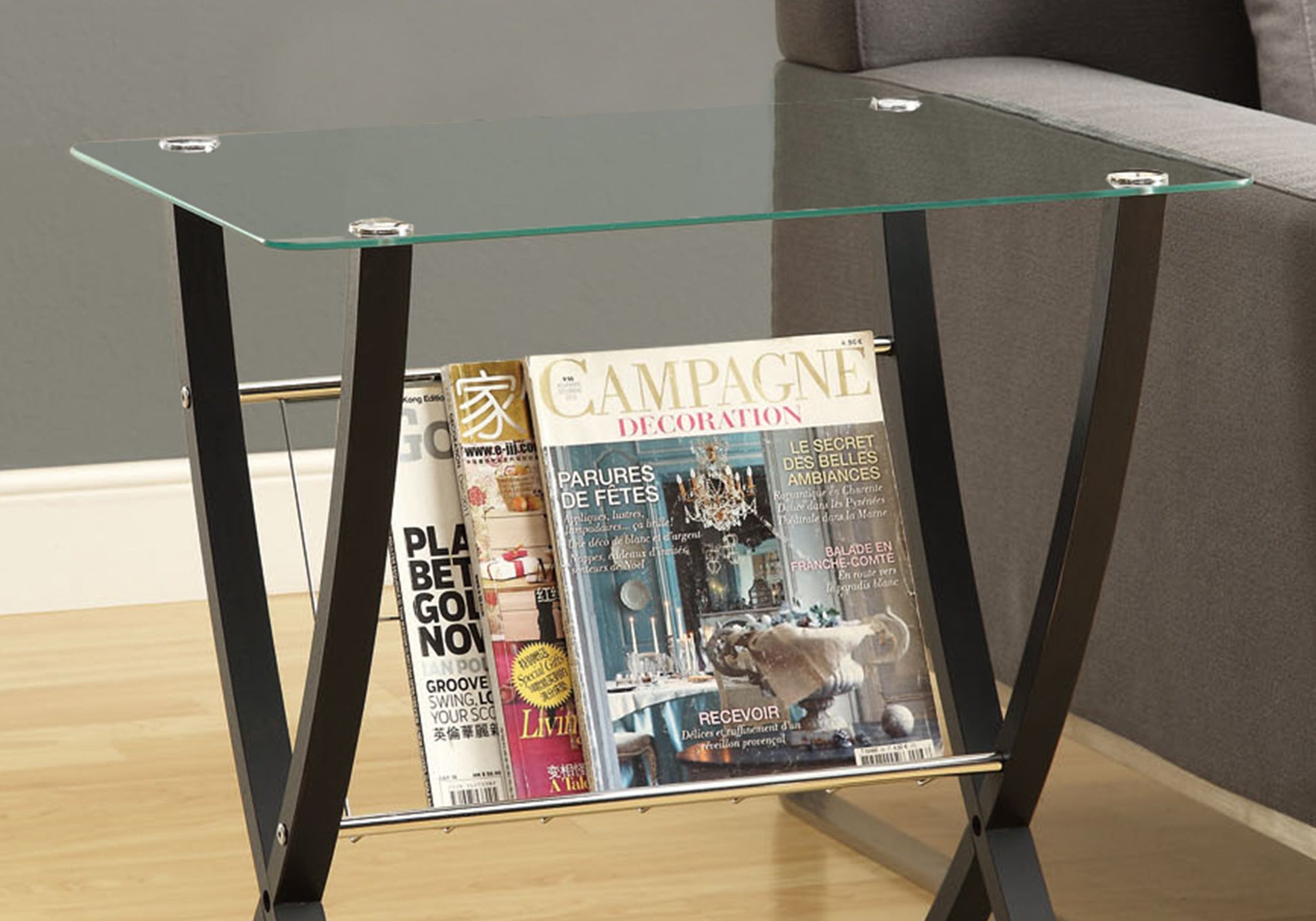 CappuccinoClear Metal Particle Board Accent Table By Homeroots | Accent Tables | Modishstore - 2