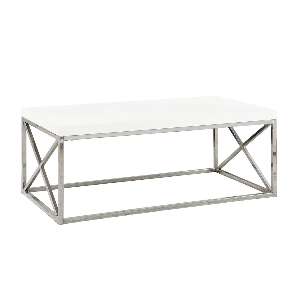 17" Particle Board and Chrome Metal Coffee Table By Homeroots | Coffee Tables | Modishstore - 2
