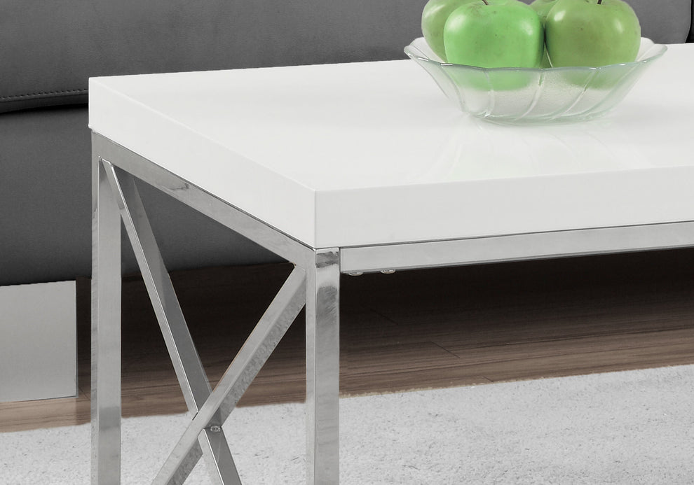 17" Particle Board and Chrome Metal Coffee Table By Homeroots | Coffee Tables | Modishstore - 3