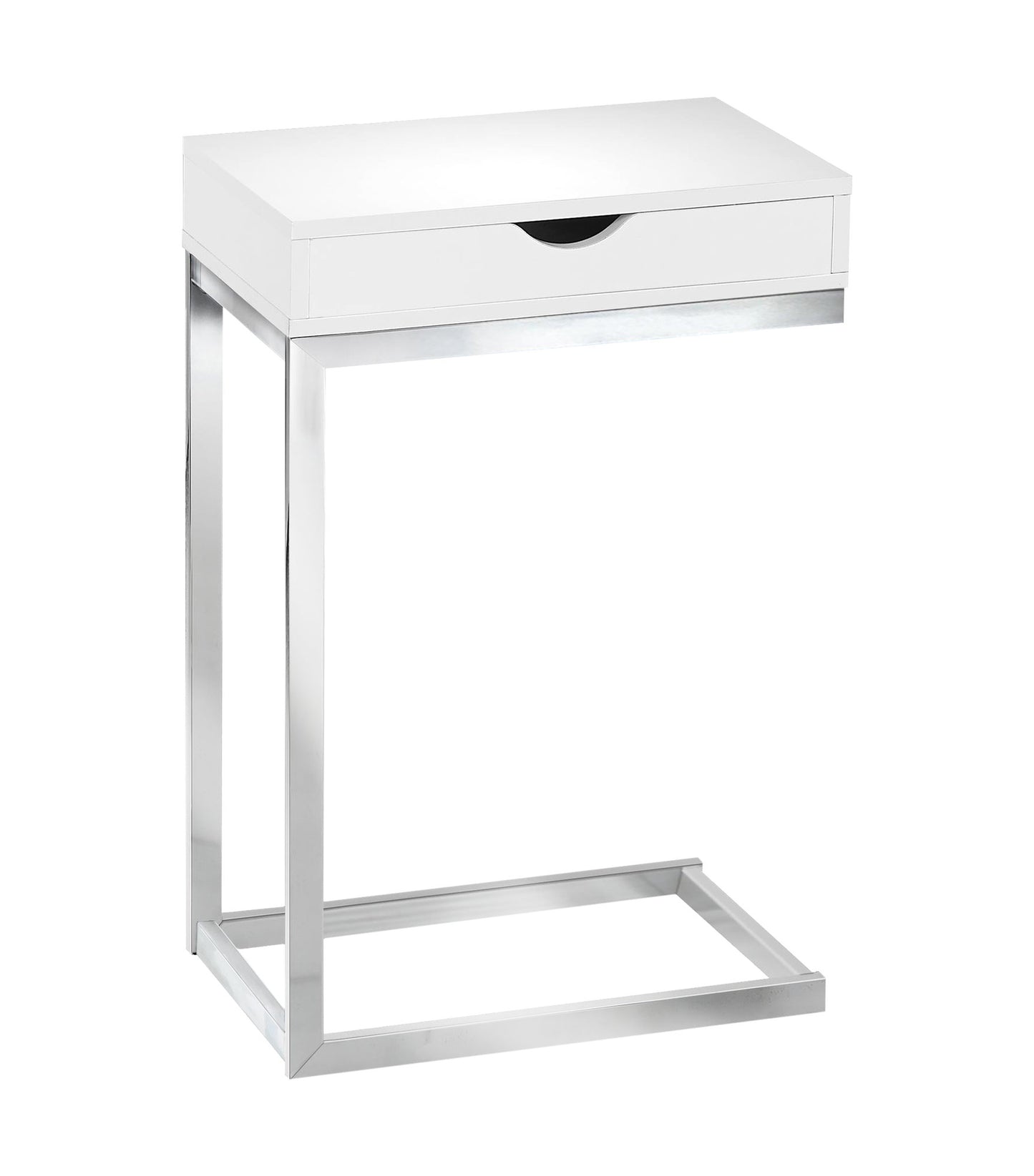 24.5" White Finish and Chromed Metal Accent Table By Homeroots | Accent Tables | Modishstore - 2