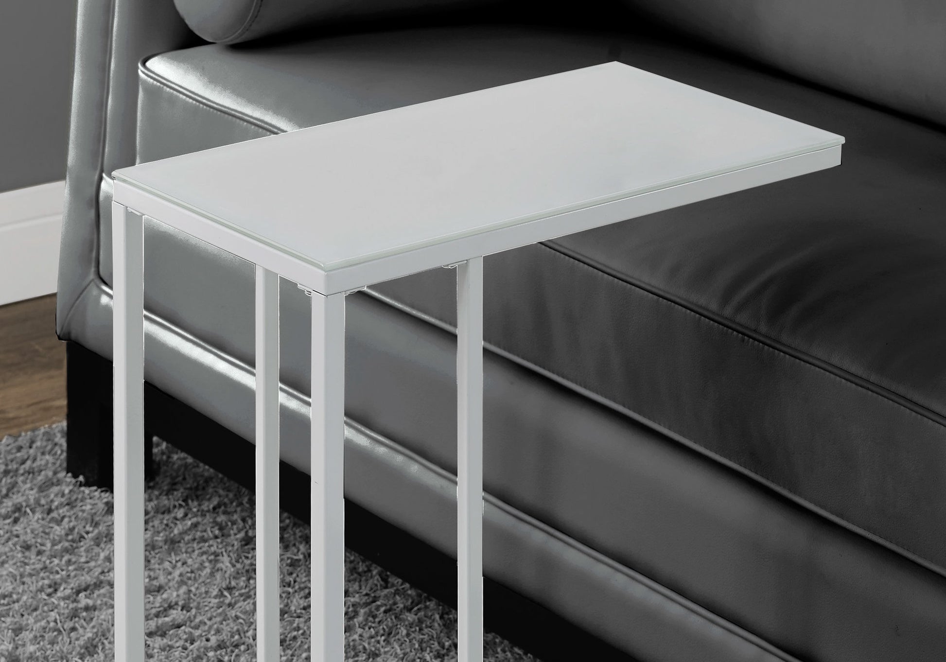 White Metal Tempered Glass Accent Table By Homeroots | Accent Tables | Modishstore - 2