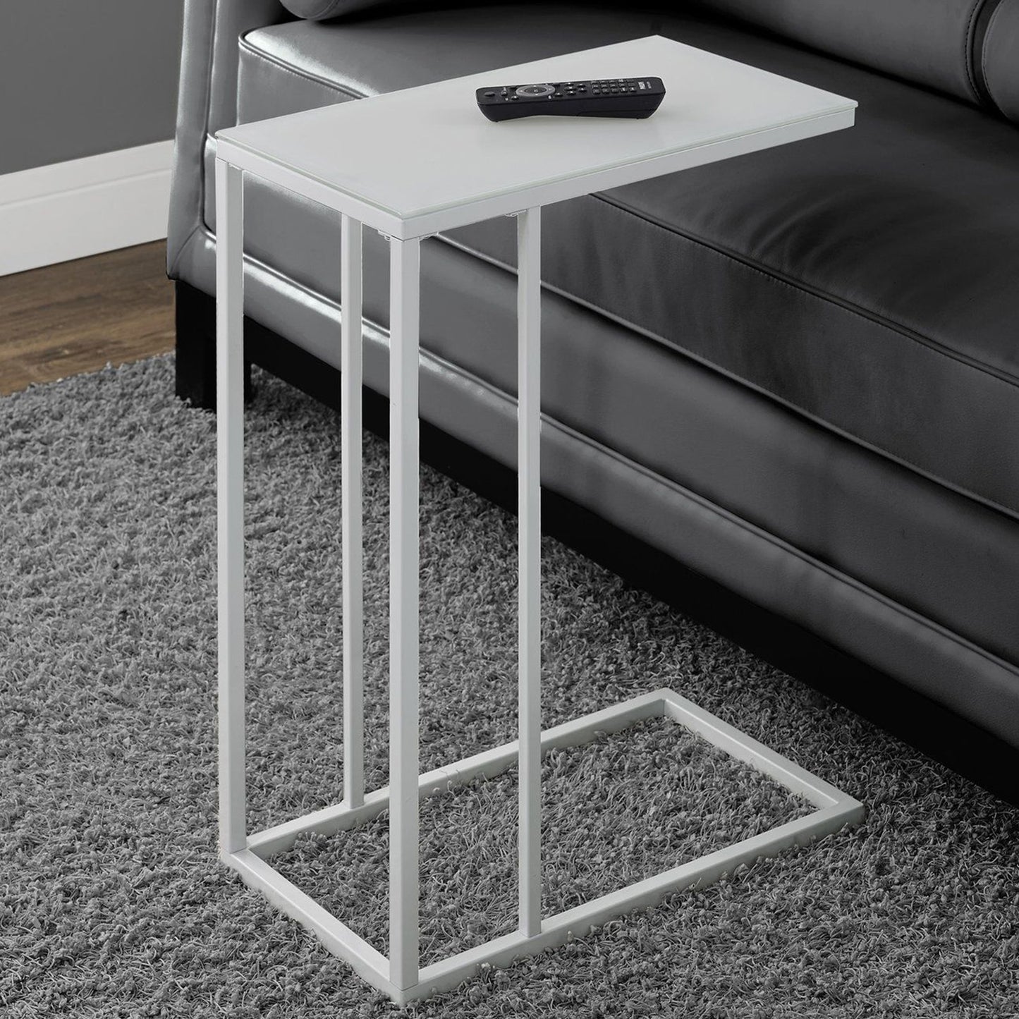 White Metal Tempered Glass Accent Table By Homeroots | Accent Tables | Modishstore - 5