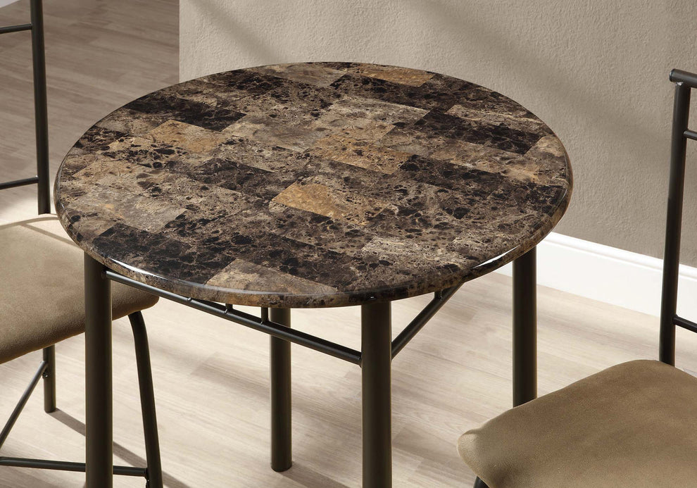 Cappuccino Beige Brown Metal Foam Microfiber 3Pcs Dining Set By Homeroots | Dining Sets | Modishstore
