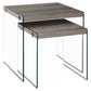 Dark Taupe Clear Particle Board Tempered Glass 2pcs Nesting Table Set By Homeroots | Accent Tables | Modishstore