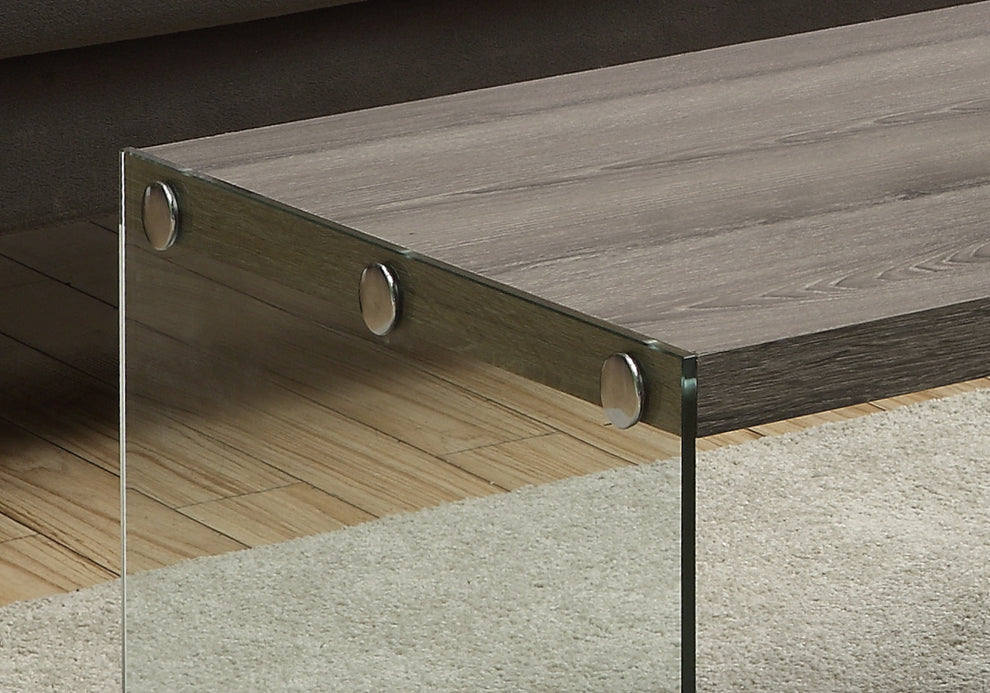 Dark Taupe Tempered Glass Coffee Table By Homeroots | Coffee Tables | Modishstore - 2