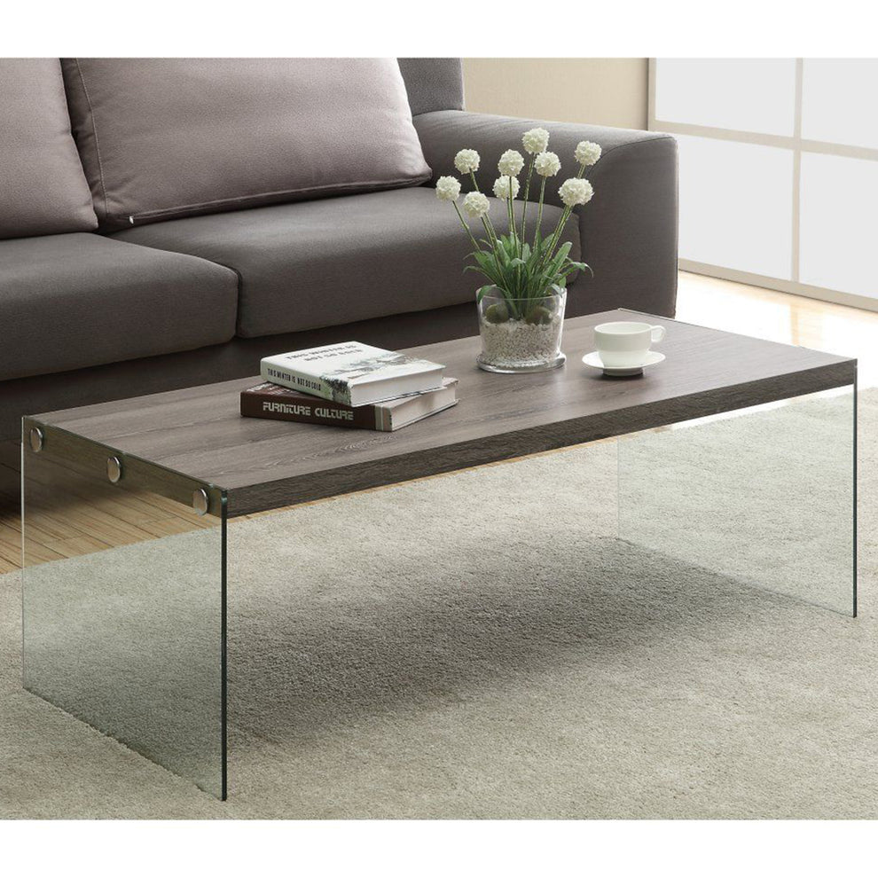 Dark Taupe Tempered Glass Coffee Table By Homeroots | Coffee Tables | Modishstore - 5