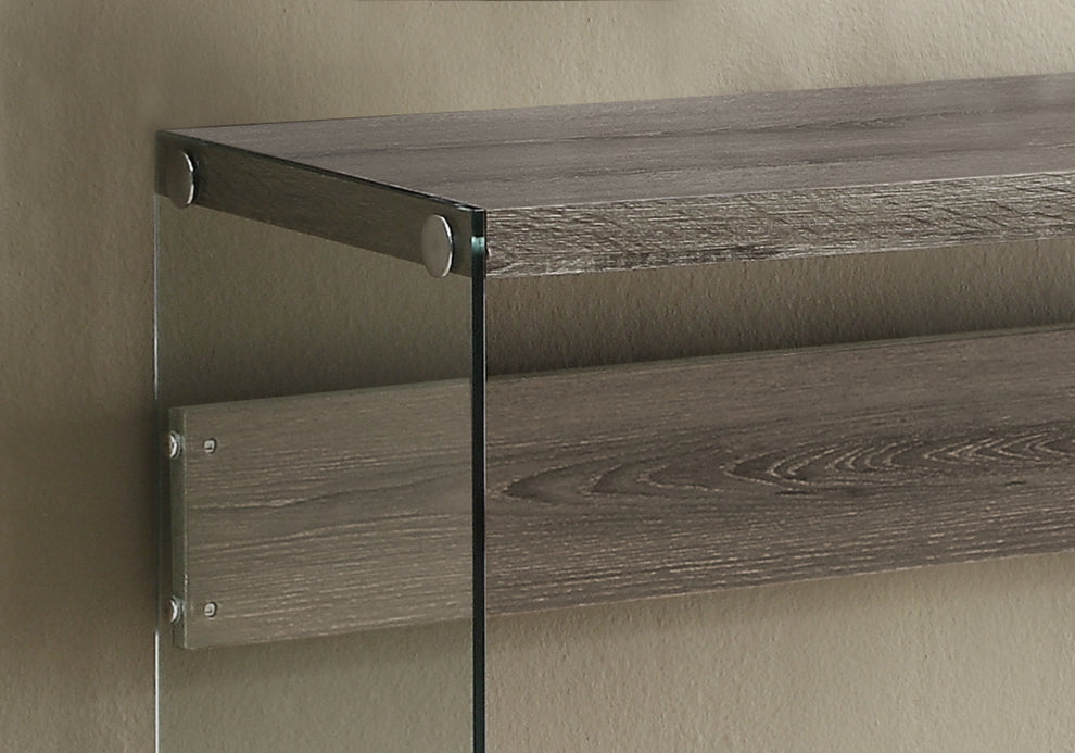 Dark Taupe Clear Particle Board Tempered Glass Accent Table By Homeroots | Console Tables | Modishstore - 3