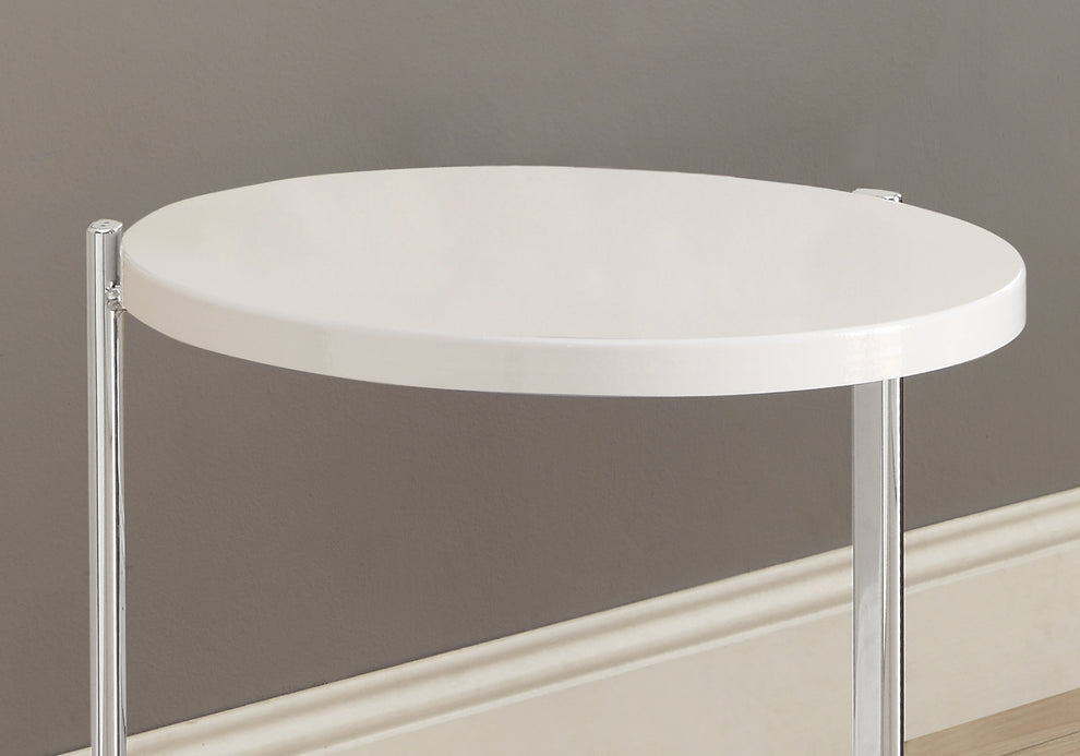 White Finish Laminate Metal Accent Table By Homeroots | Accent Tables | Modishstore - 2
