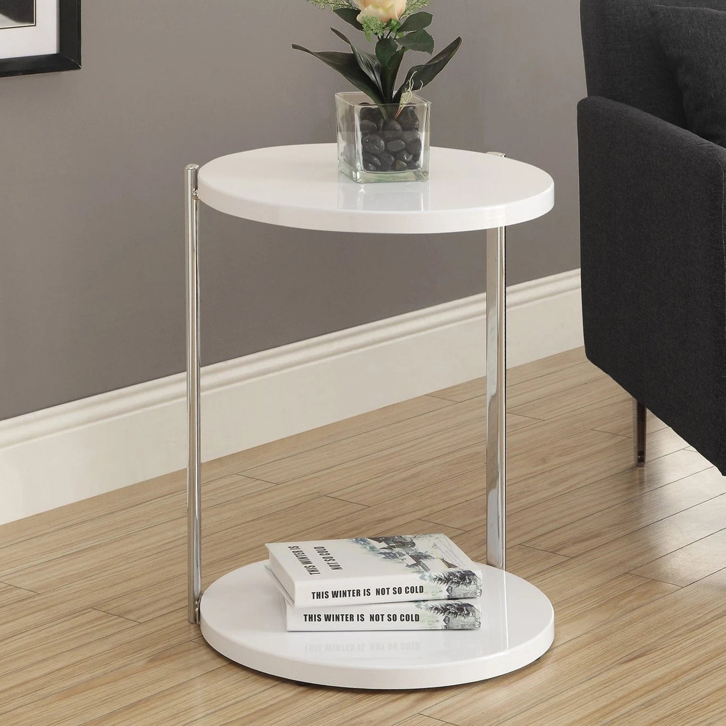 White Finish Laminate Metal Accent Table By Homeroots | Accent Tables | Modishstore - 5