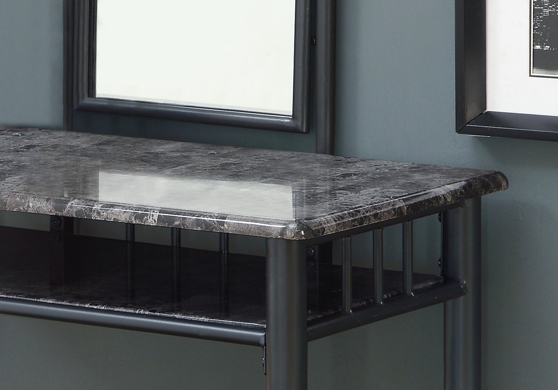 Grey Marblewithcharcoal Metal 2Pcs Vanity Set By Homeroots | Vanity Tables | Modishstore - 2