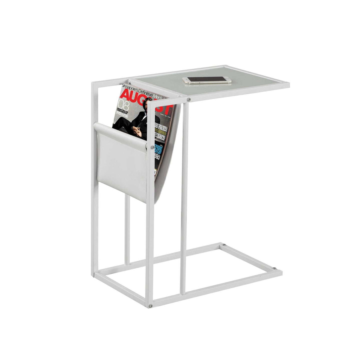 White Modern Metal and Glass TV Table By Homeroots | Accent Tables | Modishstore