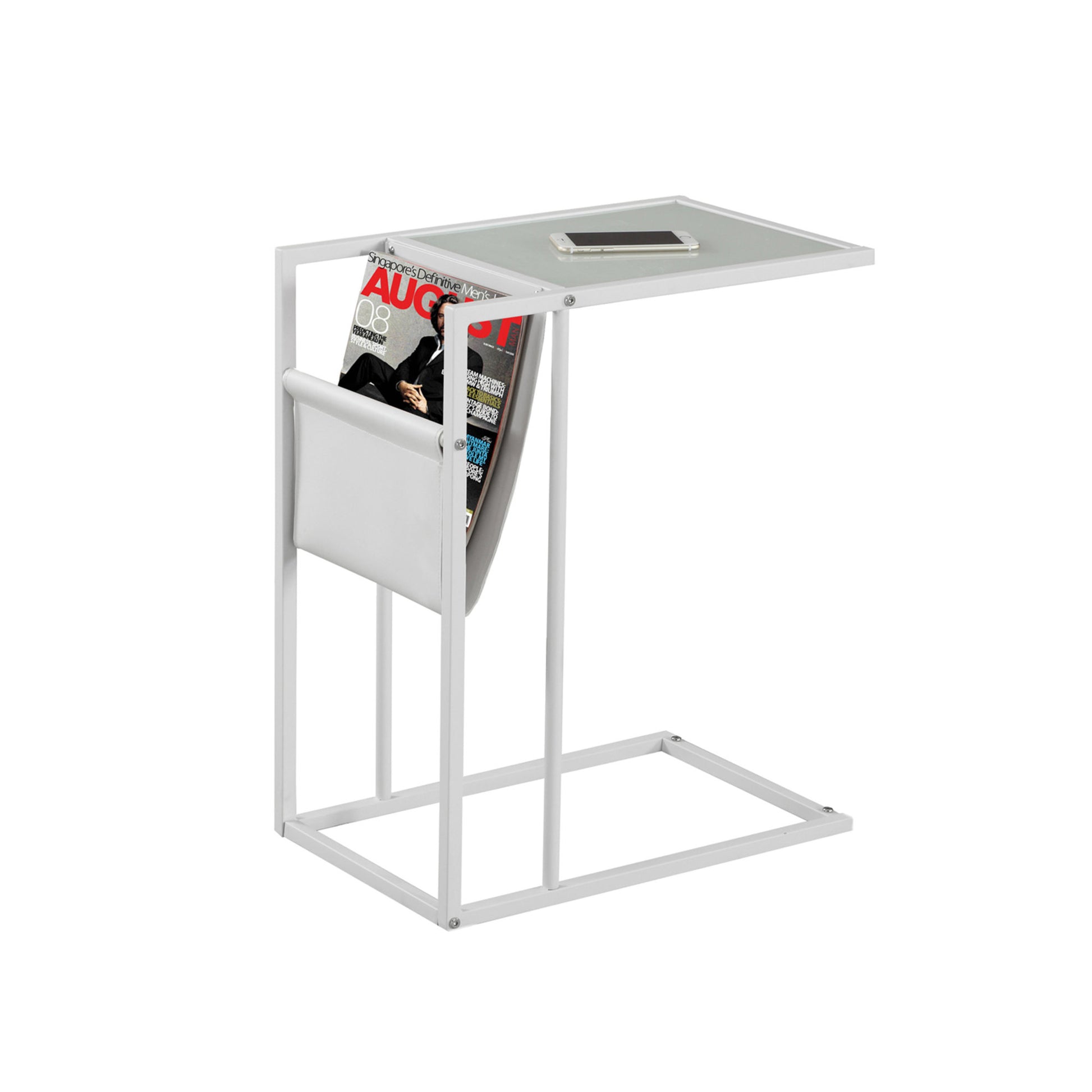 White Modern Metal and Glass TV Table By Homeroots | Accent Tables | Modishstore
