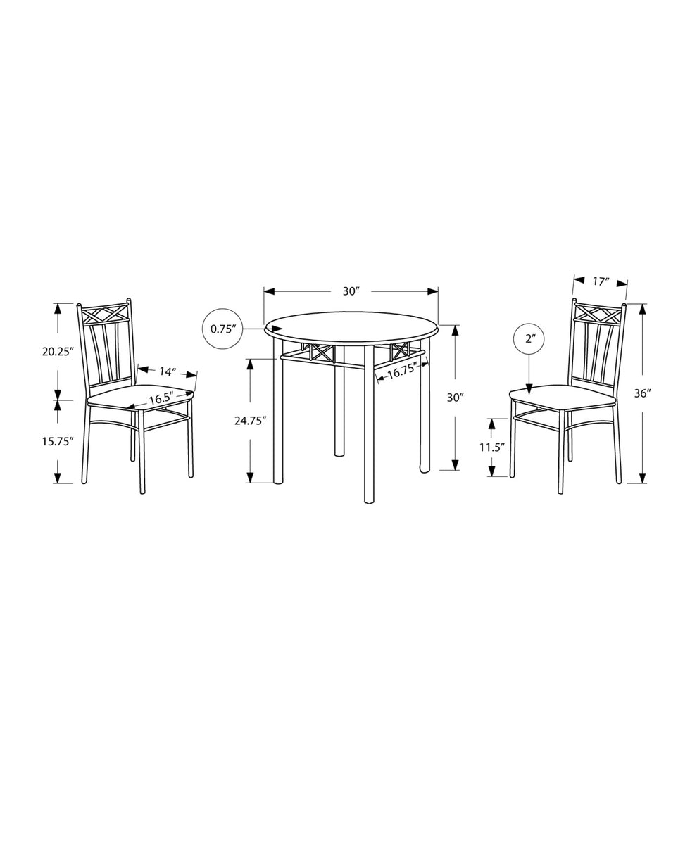 Cappuccino with silver Metal 3Pcs Dining Set By Homeroots | Dining Sets | Modishstore - 3