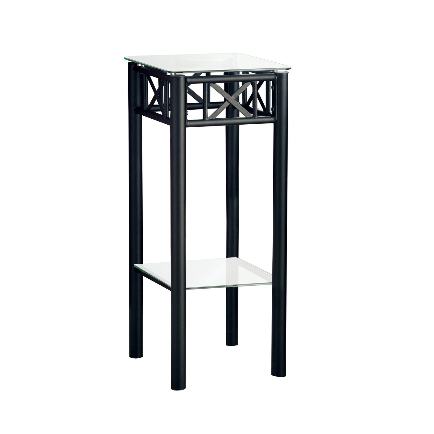 Black Metal Accent Table With Clear Tempered Glass By Homeroots | Accent Tables | Modishstore
