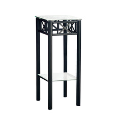 Black Metal Accent Table With Clear Tempered Glass By Homeroots