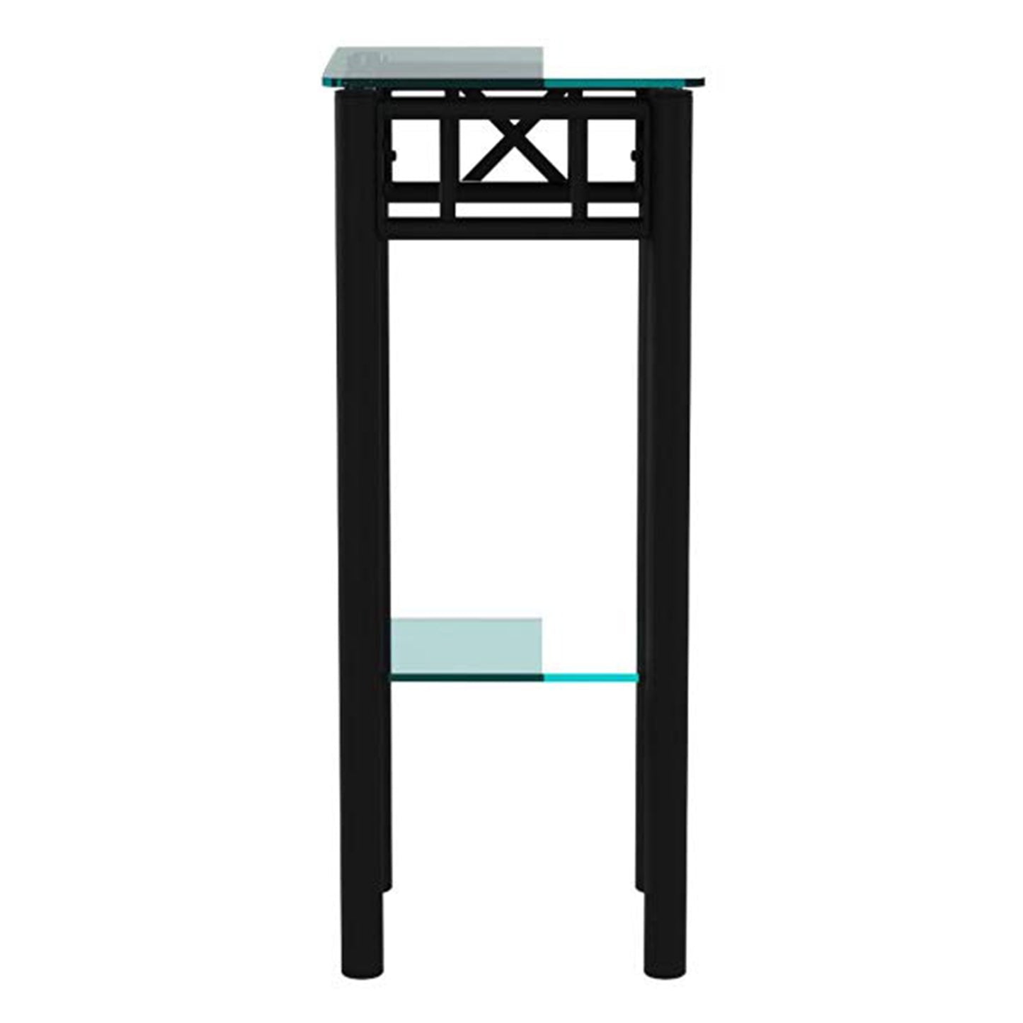 Black Metal Accent Table With Clear Tempered Glass By Homeroots | Accent Tables | Modishstore - 5