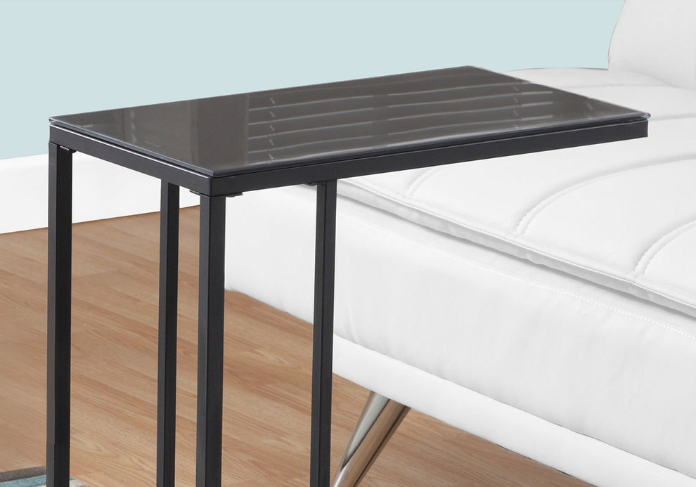 Black Metal Tempered Glass Accent Table By Homeroots - 333018 | Accent Tables | Modishstore - 2
